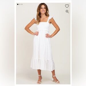 White Cotton Midi Maternity Dress Size Large